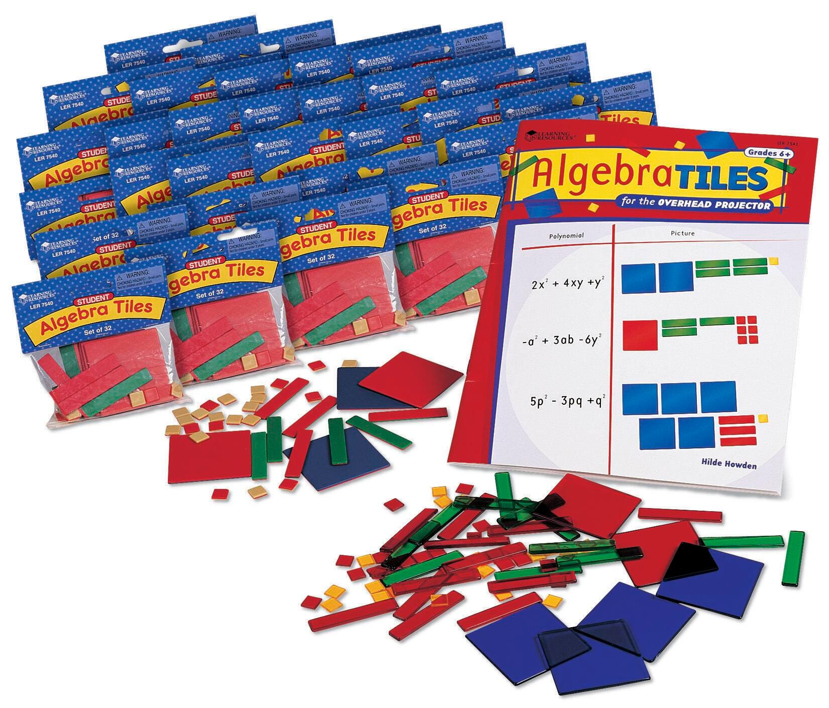 Learning Resources Algebra Tiles Classroom Set, 30 Students, Multicolor 087680